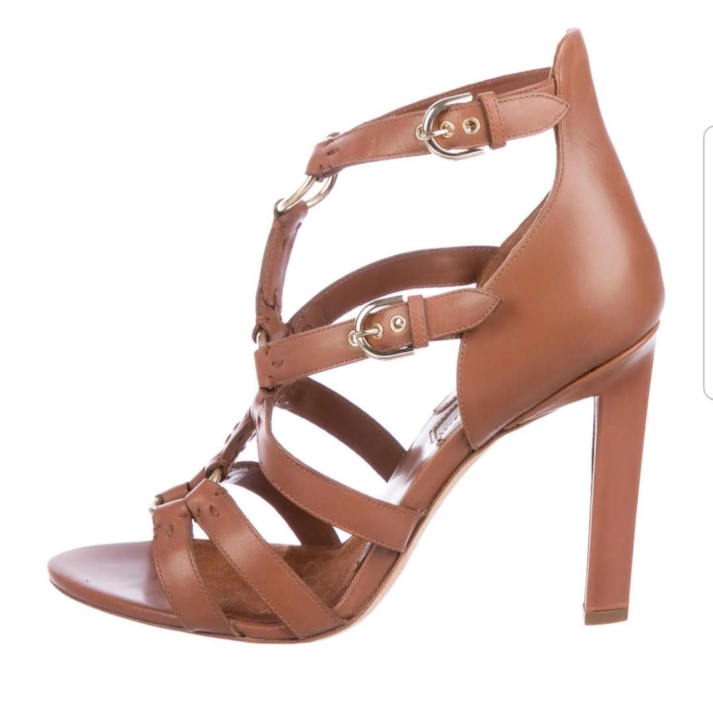 Brian Atwood Tan Cognac Colored Heels EUC Size 40 9
